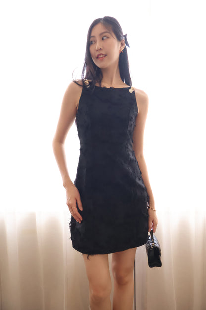 Cherish Embellished Strap Halter Dress In Black