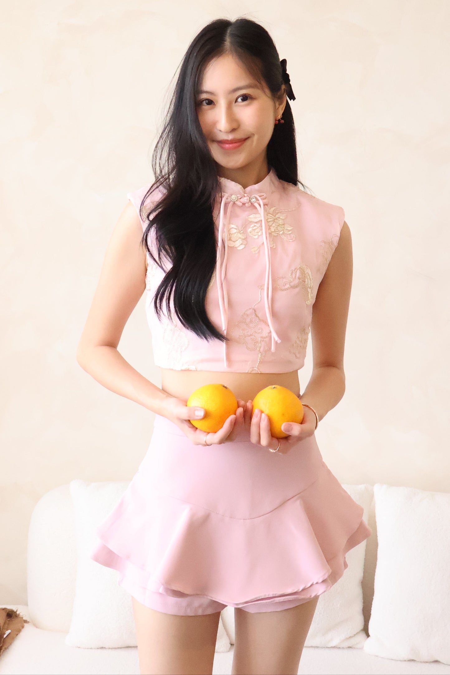 *CNY* *Premium* Xi Le Oriental Co-Ords Set In Pink