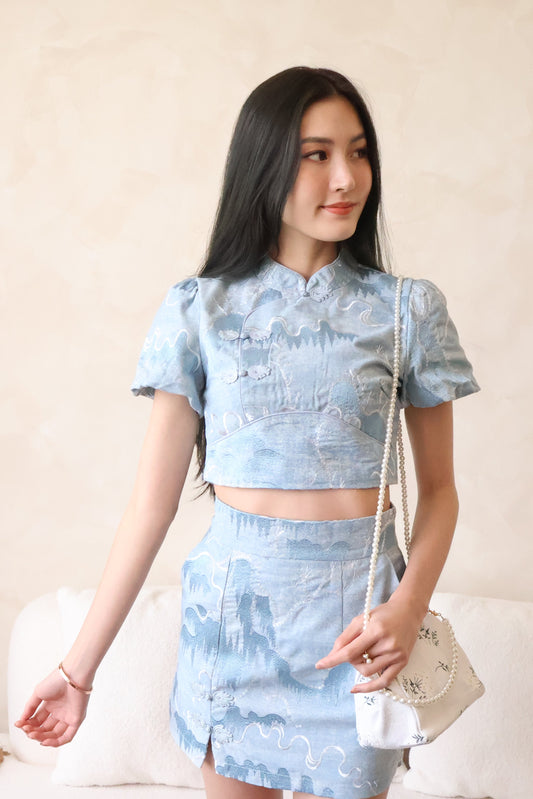 *CNY* *Premium* Ling Long Oriental Denim Co-Ords Set