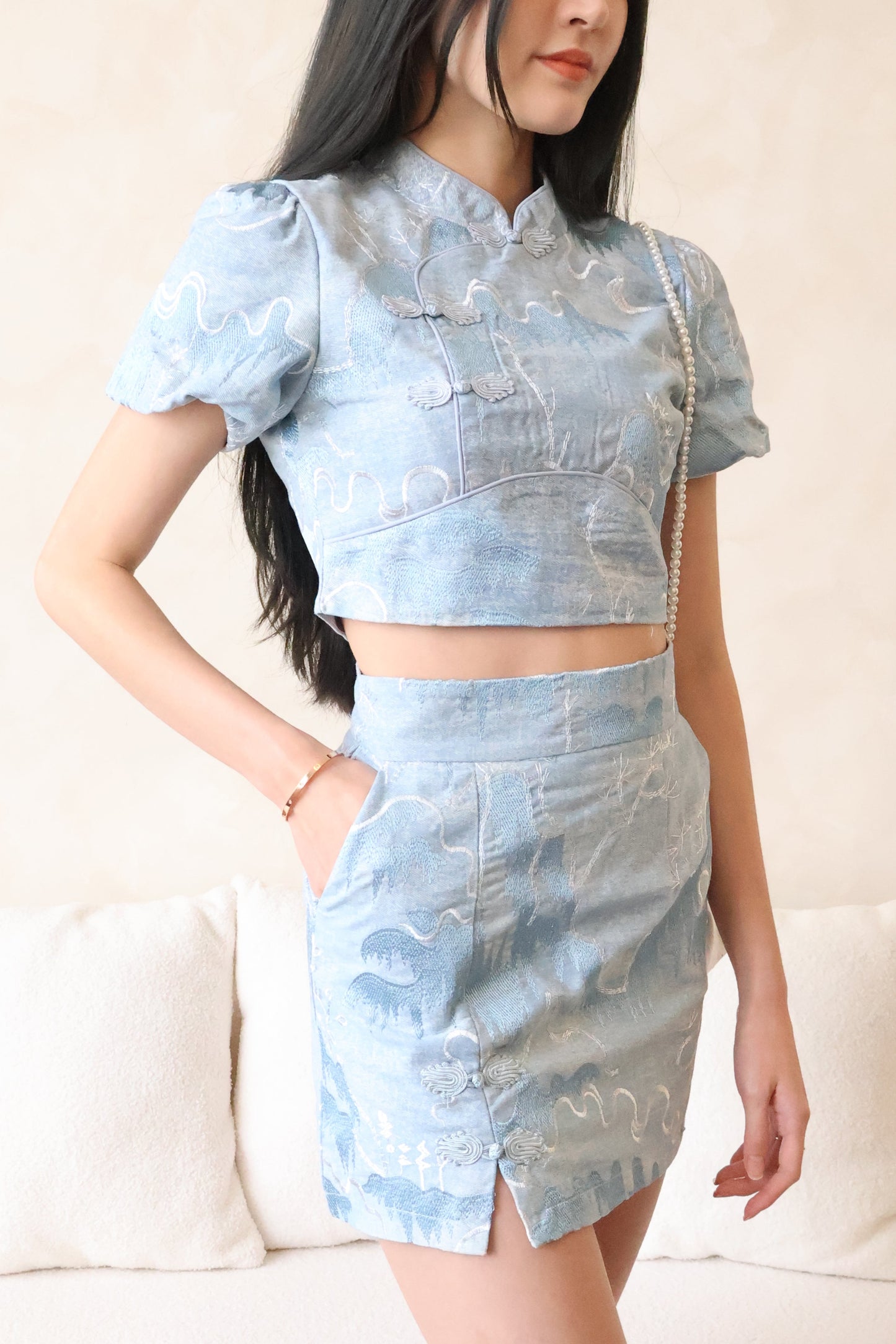 *CNY* *Premium* Ling Long Oriental Denim Co-Ords Set