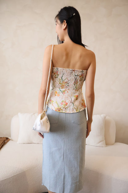 Chun Denim Slit Skirt In Light Wash