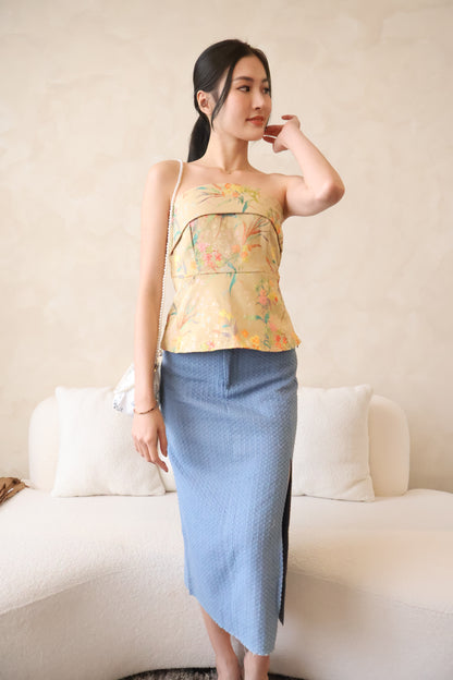 *CNY* Li Floral Embroidery Top In Khaki