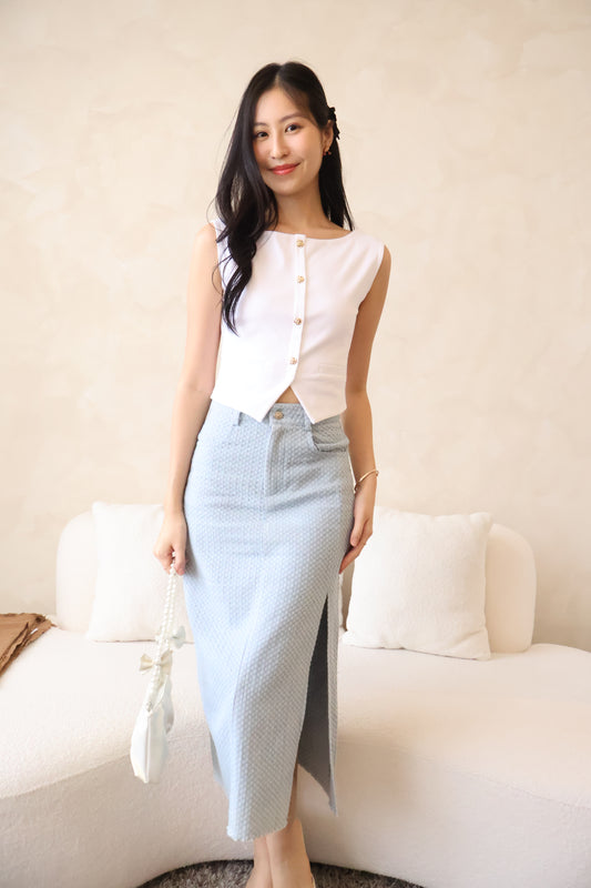 Roses Gold Button Top In White