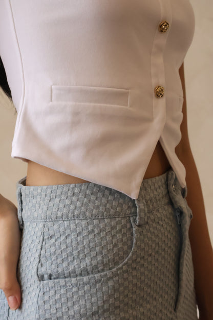 Roses Gold Button Top In White