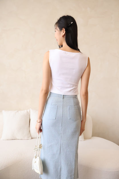 Roses Gold Button Top In White