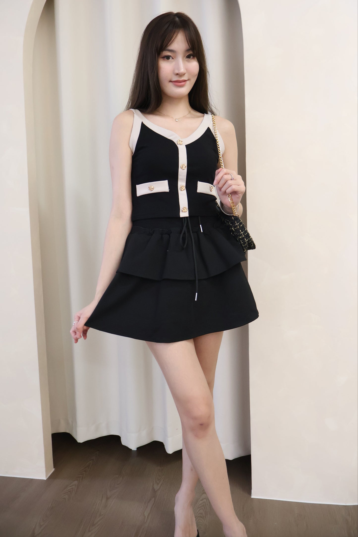 Pammy Layered Skorts In Black