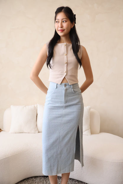 Roses Gold Button Top In Taupe