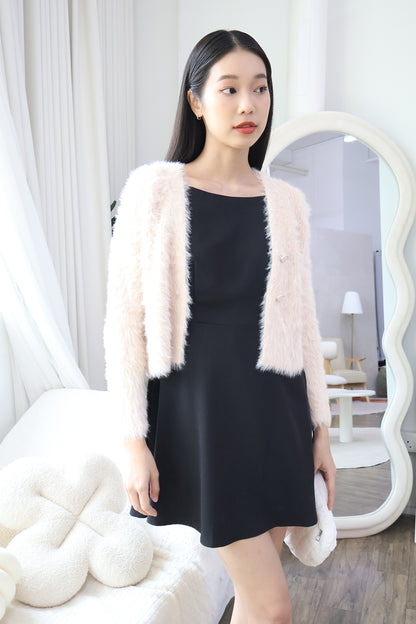 Alexandra Furry Cardigan in Posh Beige