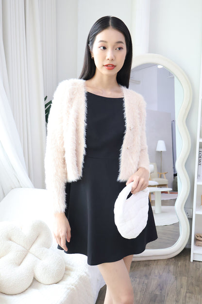 Alexandra Furry Cardigan in Posh Beige