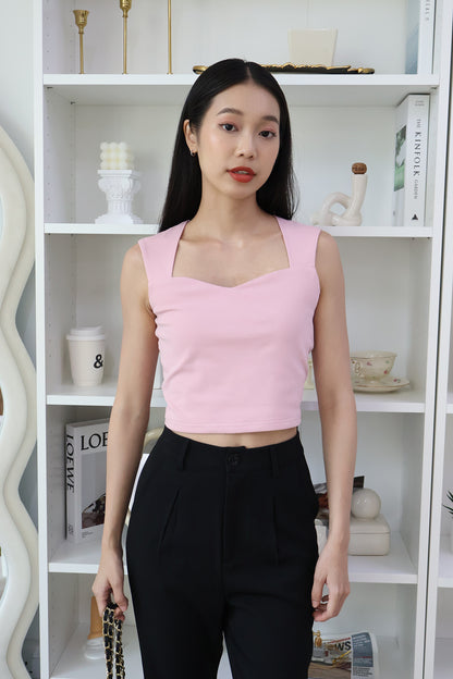 Kelly Heart Shape Basic Top in Pink