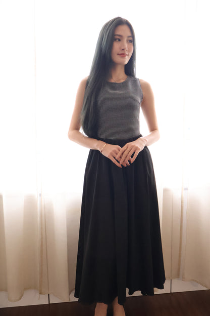 *Premium* HeartStrings Tweed Midi Dress In Black