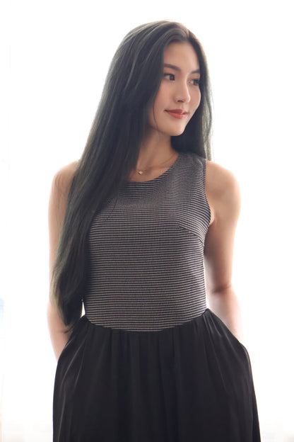 *Premium* HeartStrings Tweed Midi Dress In Black