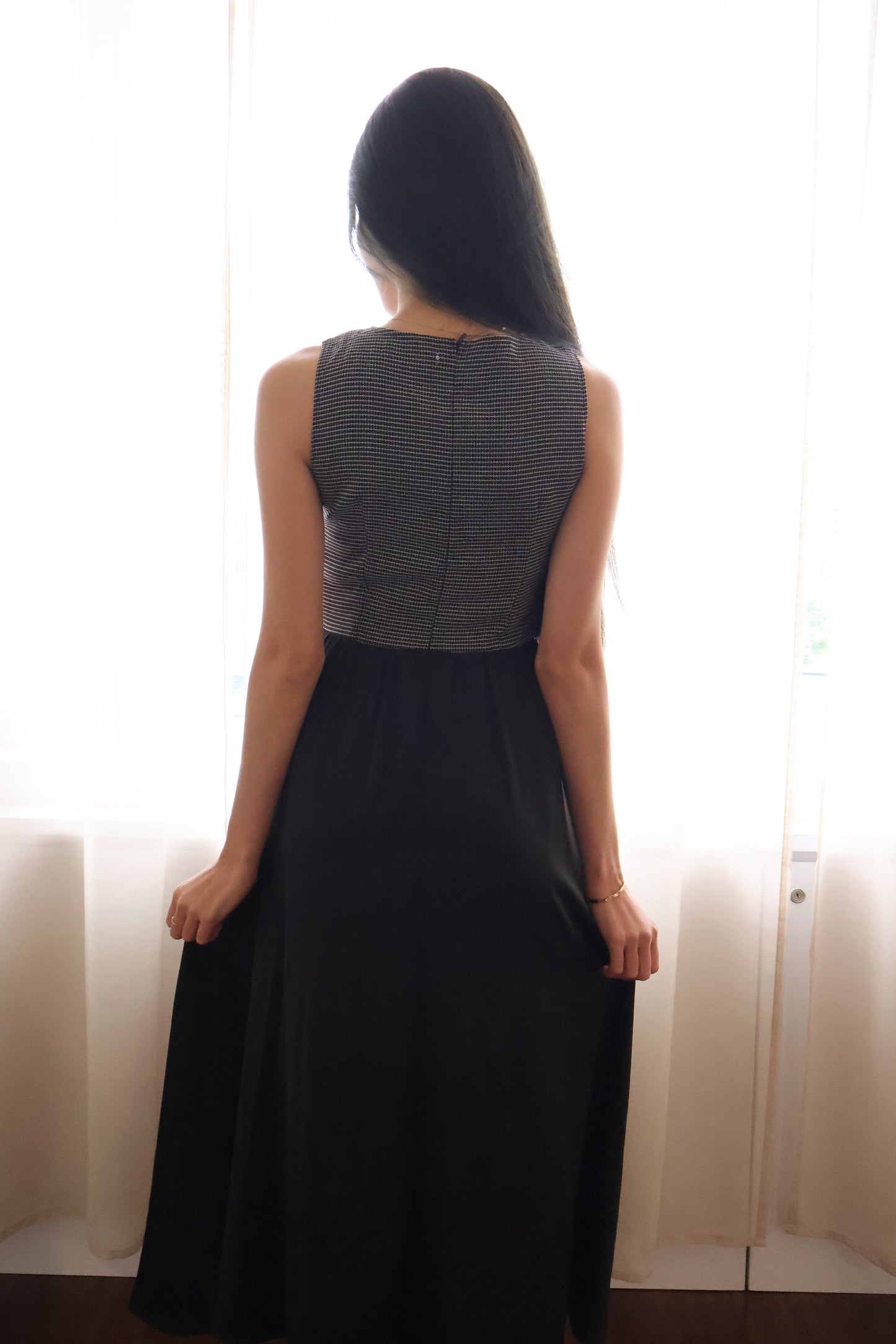 *Premium* HeartStrings Tweed Midi Dress In Black