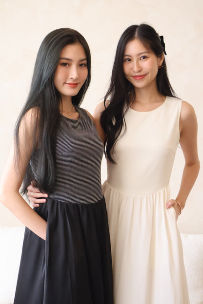 *Premium* HeartStrings Tweed Midi Dress In Black