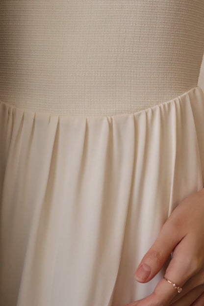 *Premium* HeartStrings Tweed Midi Dress In Cream