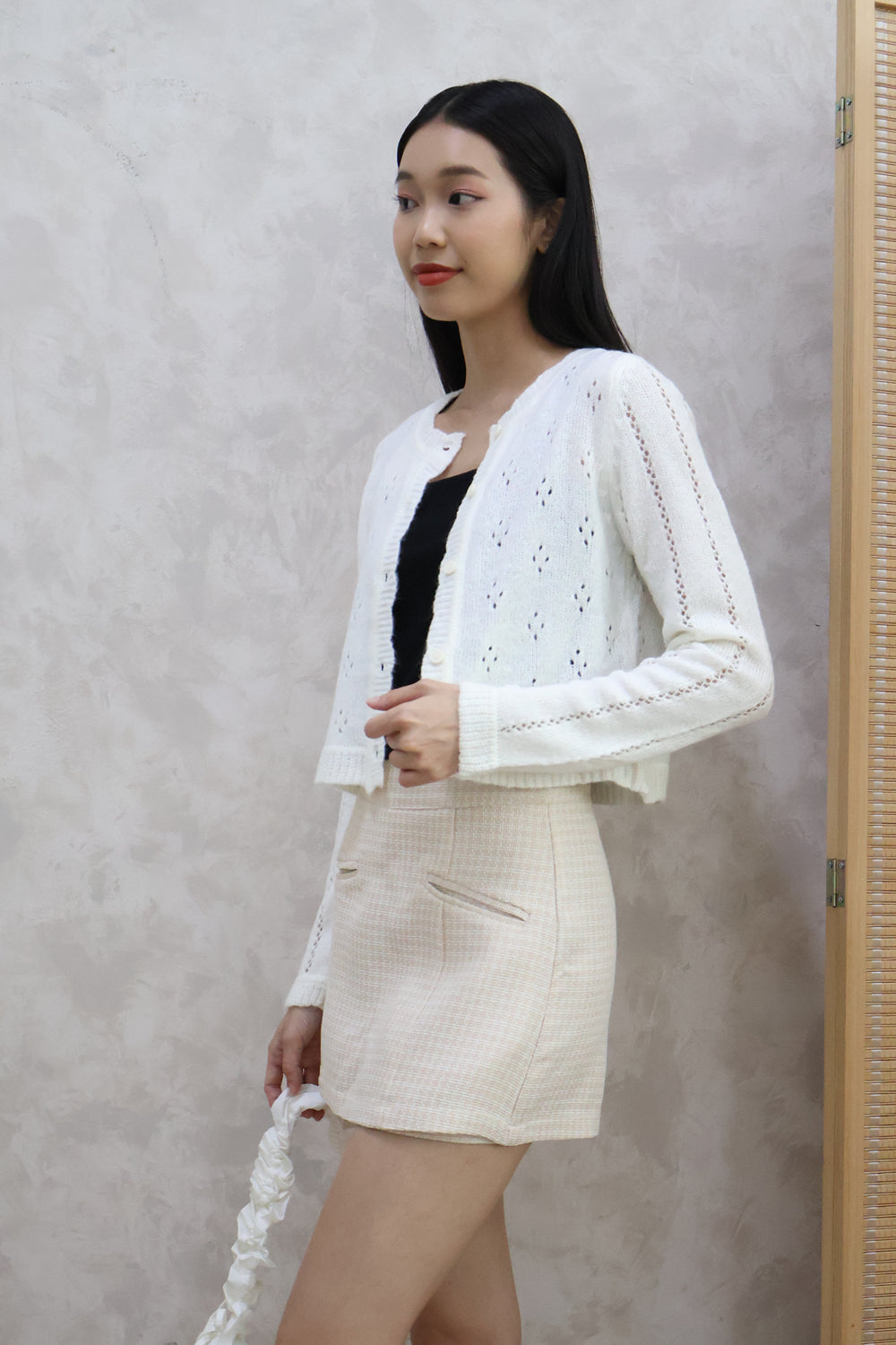 AVERYDAY Camerie Cozy Knit Cardigan in White