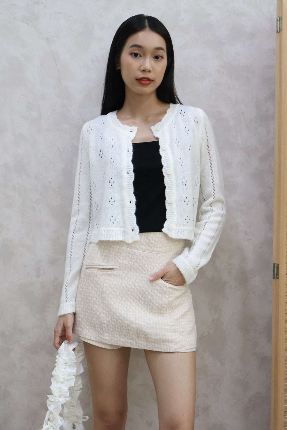 AVERYDAY Camerie Cozy Knit Cardigan in White