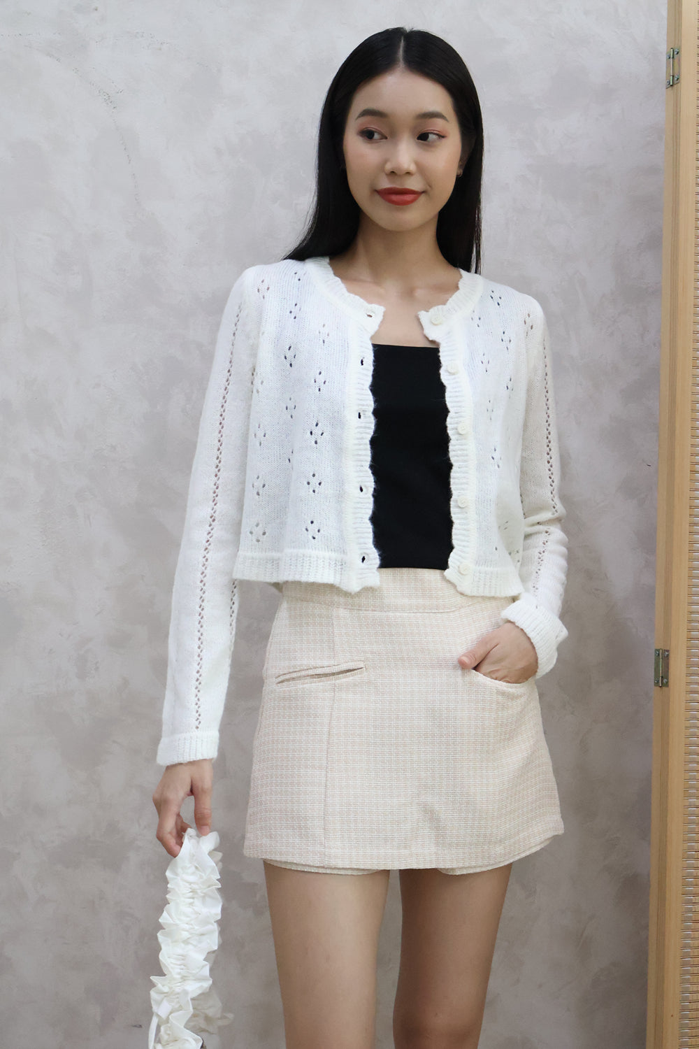 AVERYDAY Camerie Cozy Knit Cardigan in White