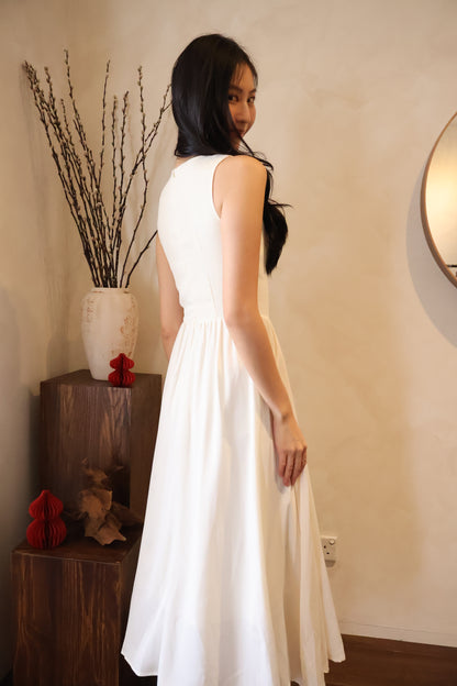 *Premium* HeartStrings Tweed Midi Dress In Cream