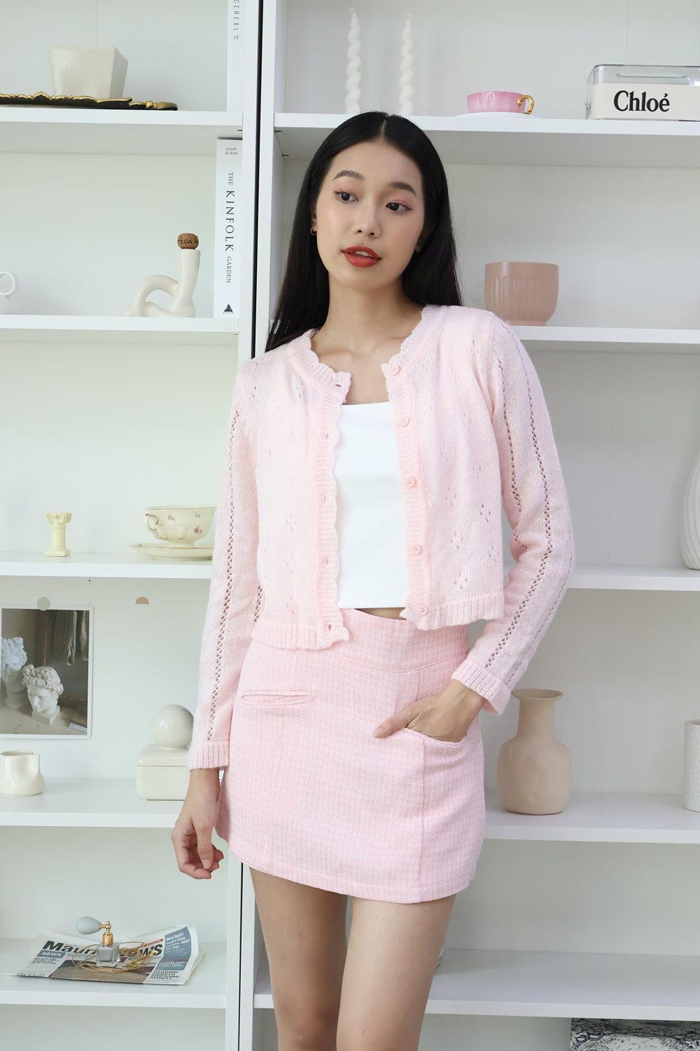 AVERYDAY Camerie Cozy Knit Cardigan in Pink