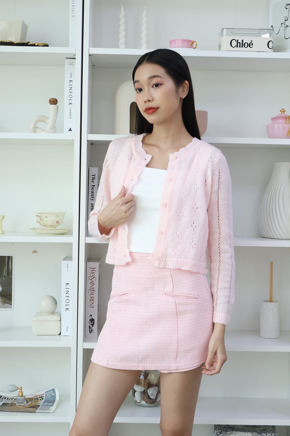 AVERYDAY Camerie Cozy Knit Cardigan in Pink