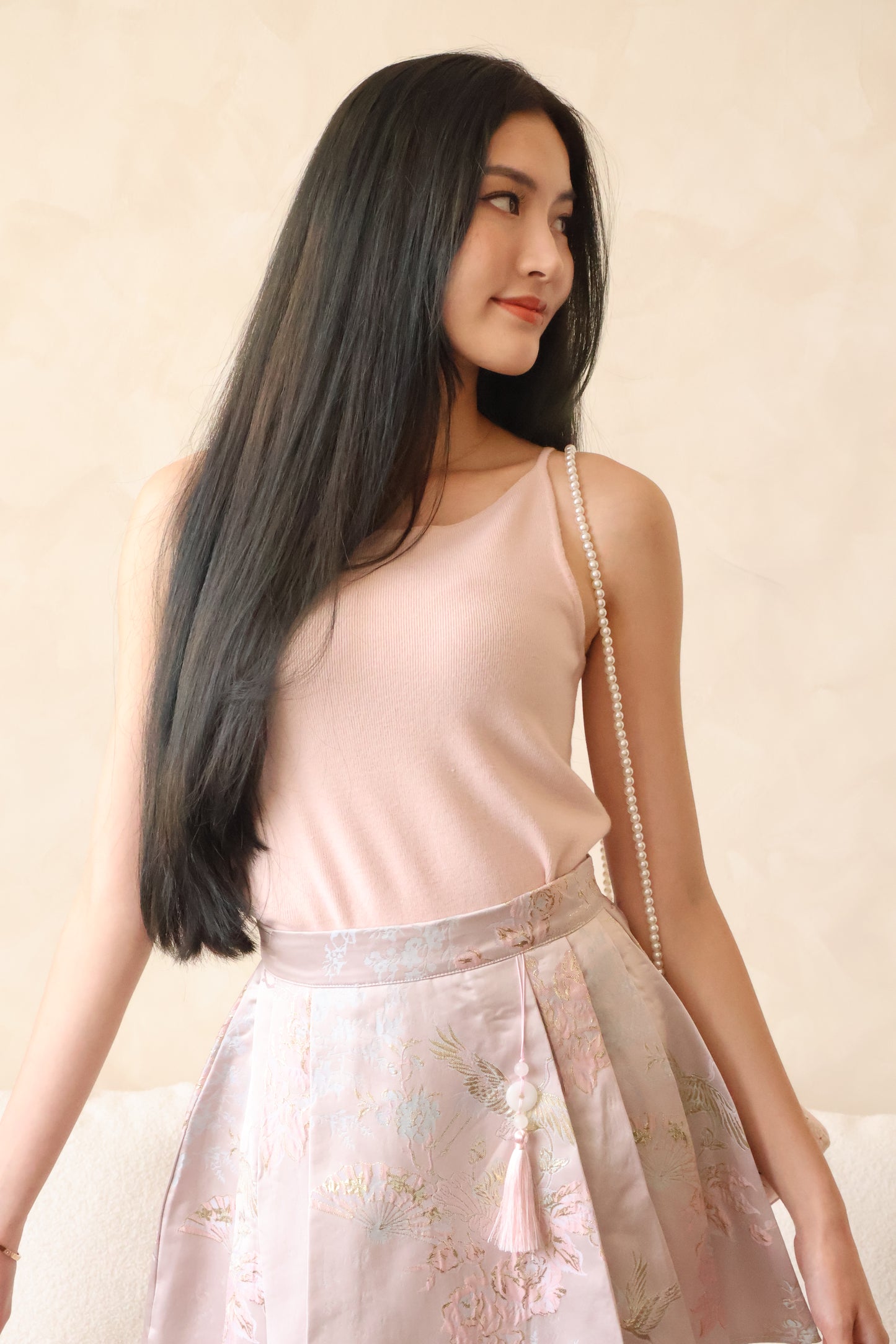 Xing Soft Knit Halter Top In Blush