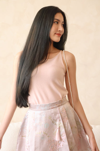 Xing Soft Knit Halter Top In Blush