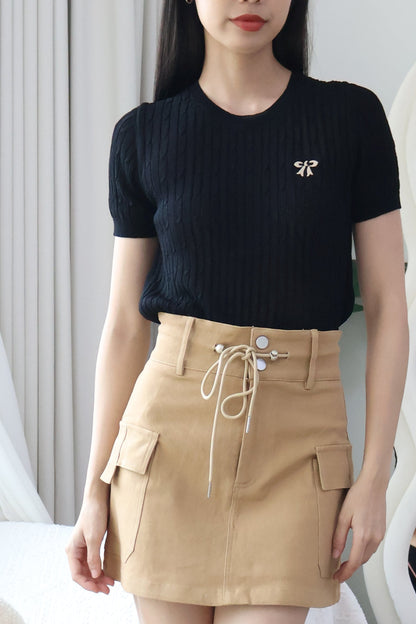 *Restocked* Karla Tie-front Cargo Skorts in Caramel Brown