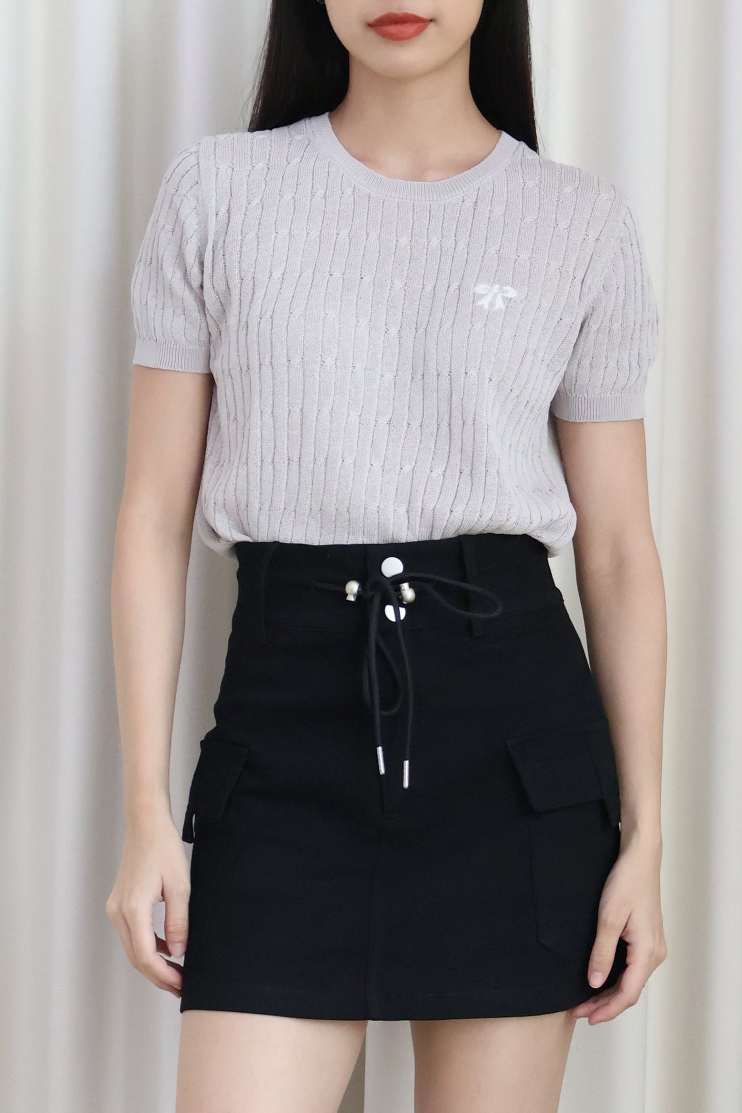 *Restocked* Karla Tie-front Cargo Skorts in Coal Black