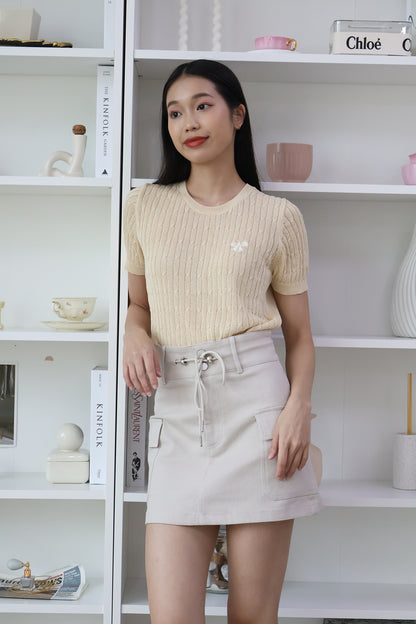 *Restocked* Karla Tie-front Cargo Skorts in Stone Grey