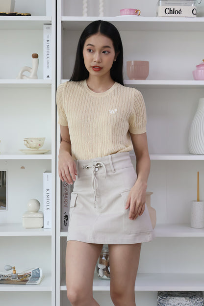 *Restocked* Karla Tie-front Cargo Skorts in Stone Grey