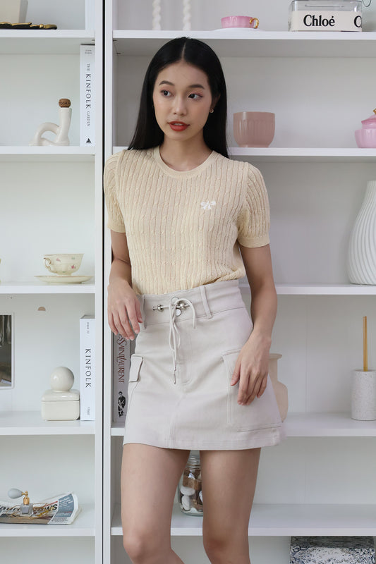 *Restocked* Karla Tie-front Cargo Skorts in Stone Grey