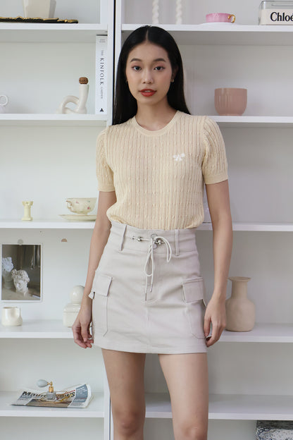 *Restocked* Karla Tie-front Cargo Skorts in Stone Grey