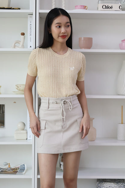 *Restocked* Karla Tie-front Cargo Skorts in Stone Grey