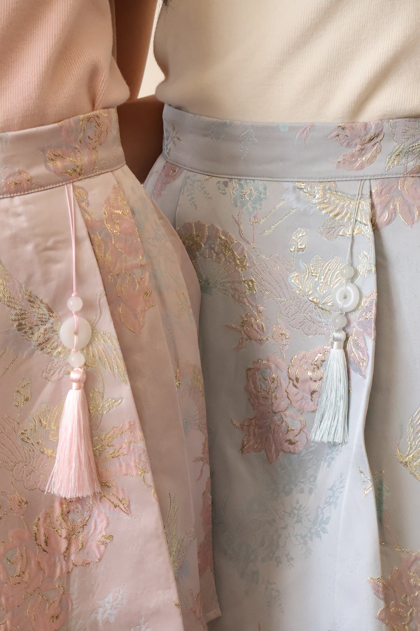 *CNY* Fu Pendant Embroidered Pleated Skorts In Pink