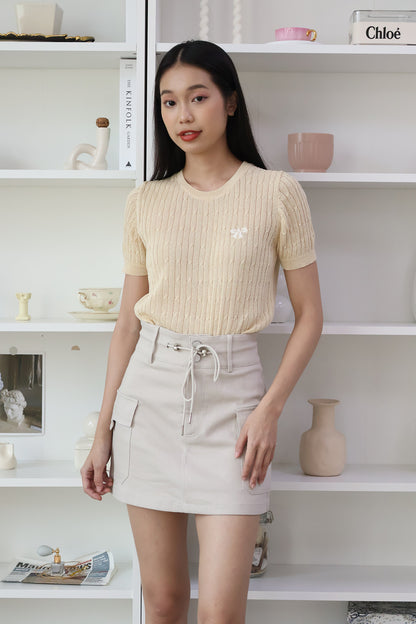 *Restocked* Karla Tie-front Cargo Skorts in Stone Grey