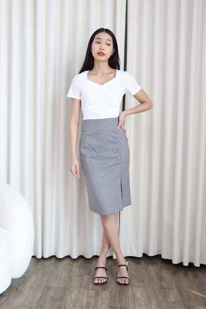 Sophia Ruched Work Skort in Checkered