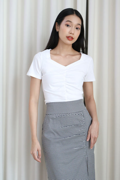 Sophia Ruched Work Skort in Checkered