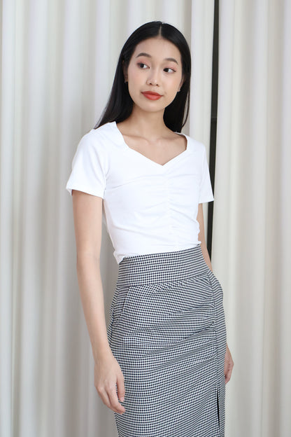 Sophia Ruched Work Skort in Checkered