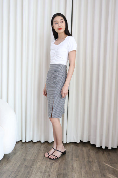 Sophia Ruched Work Skort in Checkered