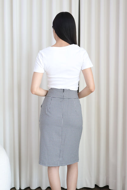 Sophia Ruched Work Skort in Checkered