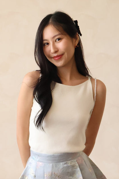 Xing Soft Knit Halter Top In Cream