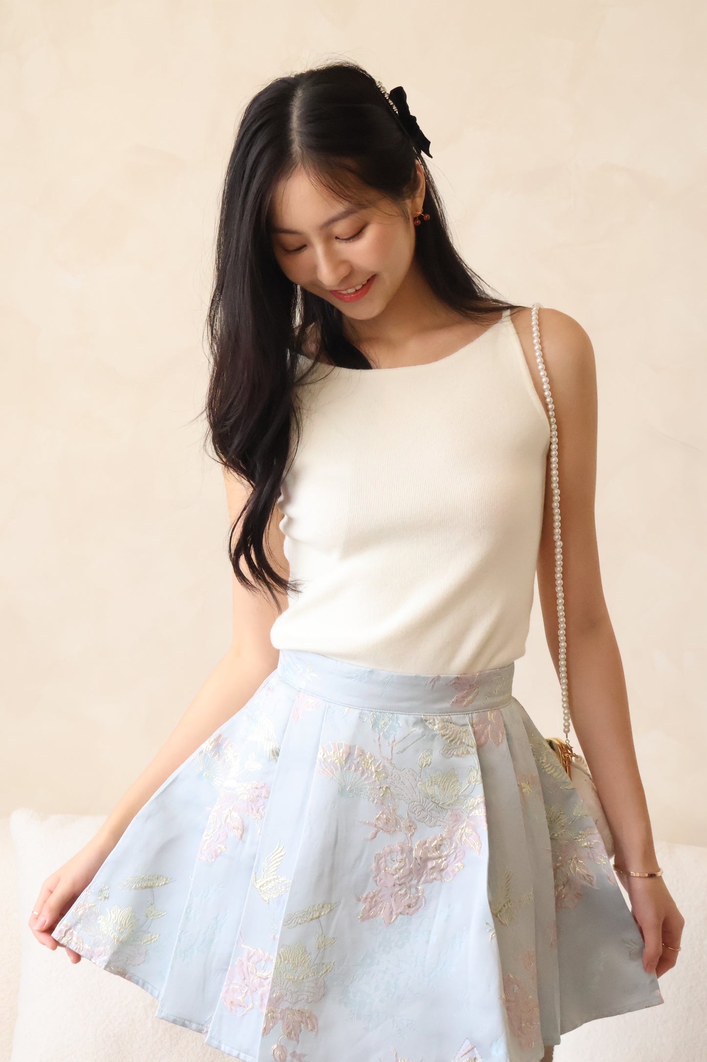 Xing Soft Knit Halter Top In Cream