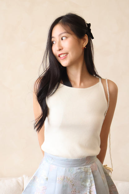 Xing Soft Knit Halter Top In Cream