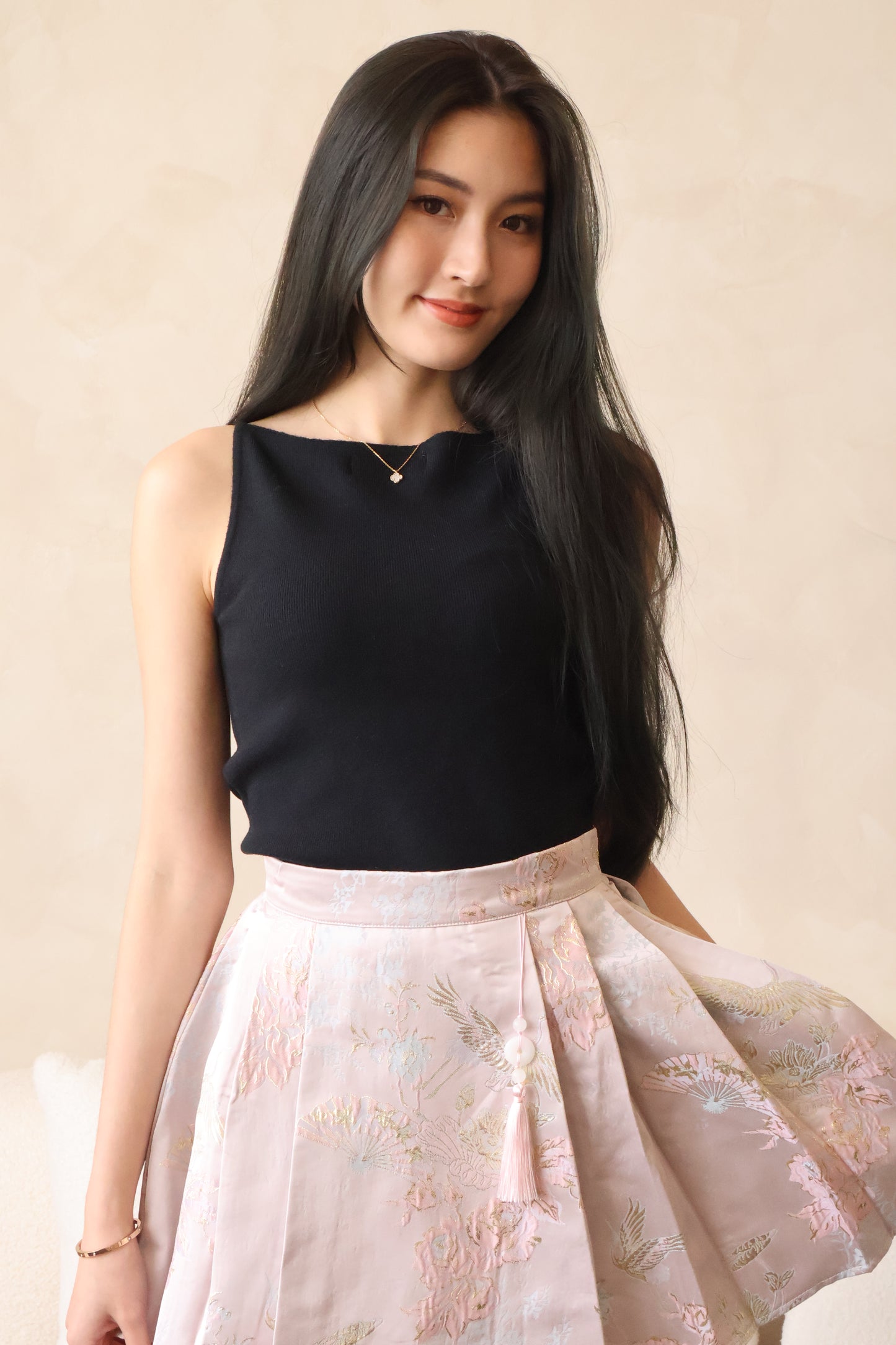 Xing Soft Knit Halter Top In Black