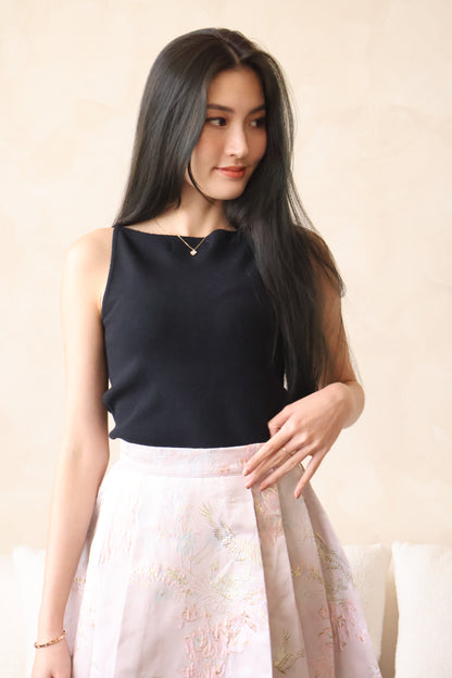 Xing Soft Knit Halter Top In Black