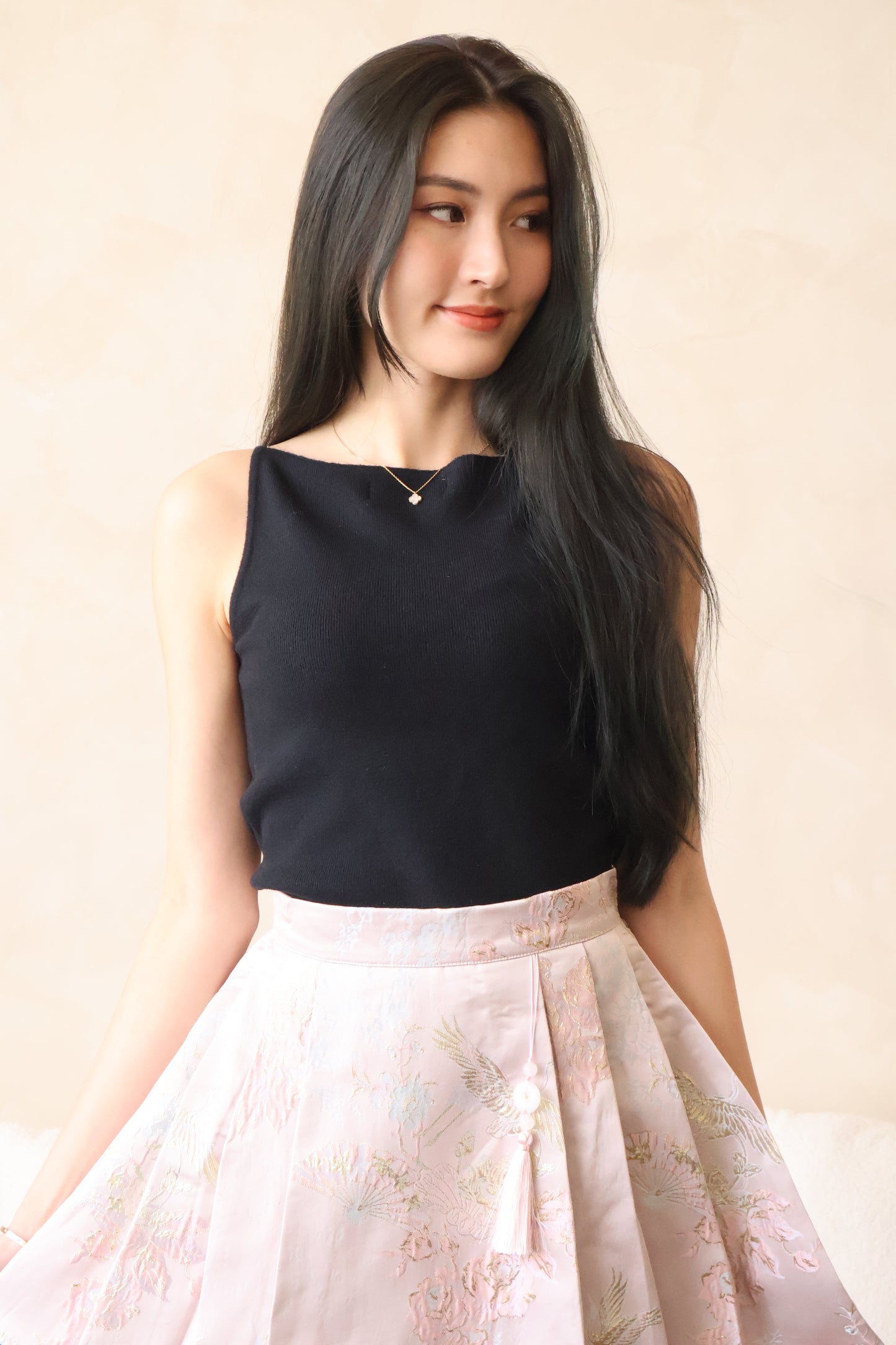 Xing Soft Knit Halter Top In Black