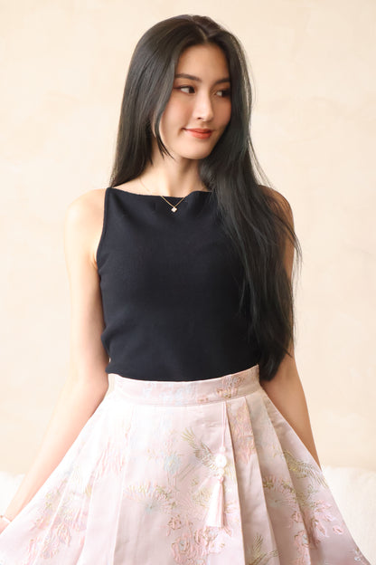 Xing Soft Knit Halter Top In Black