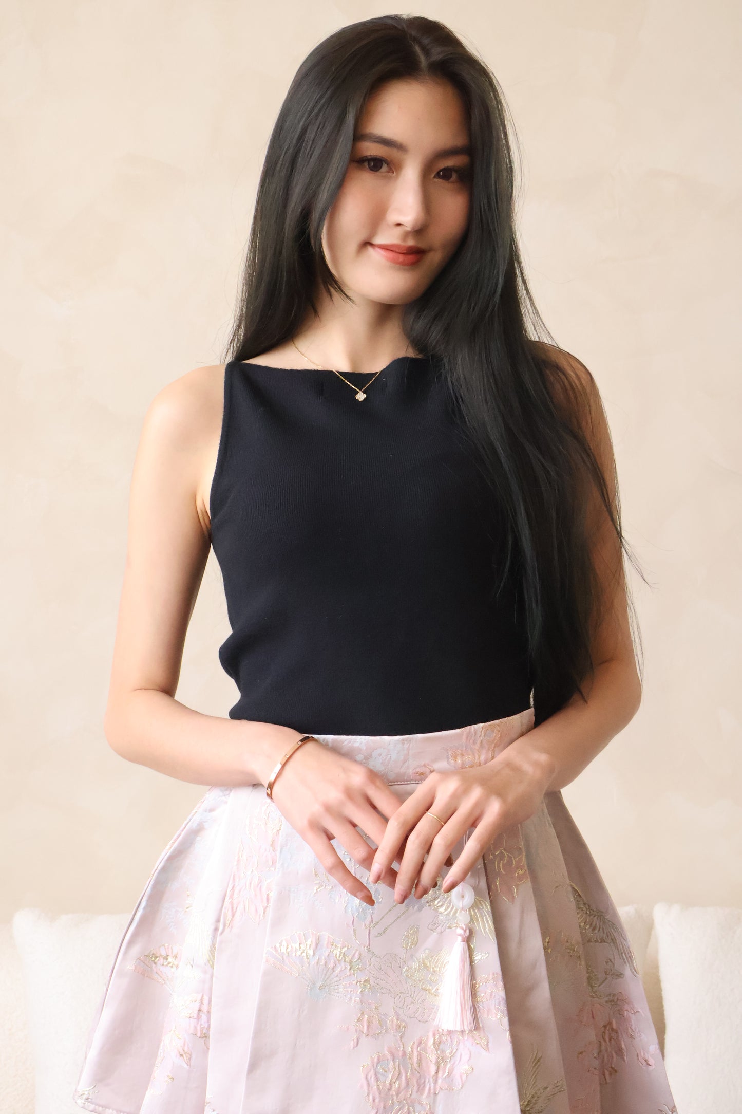 Xing Soft Knit Halter Top In Black