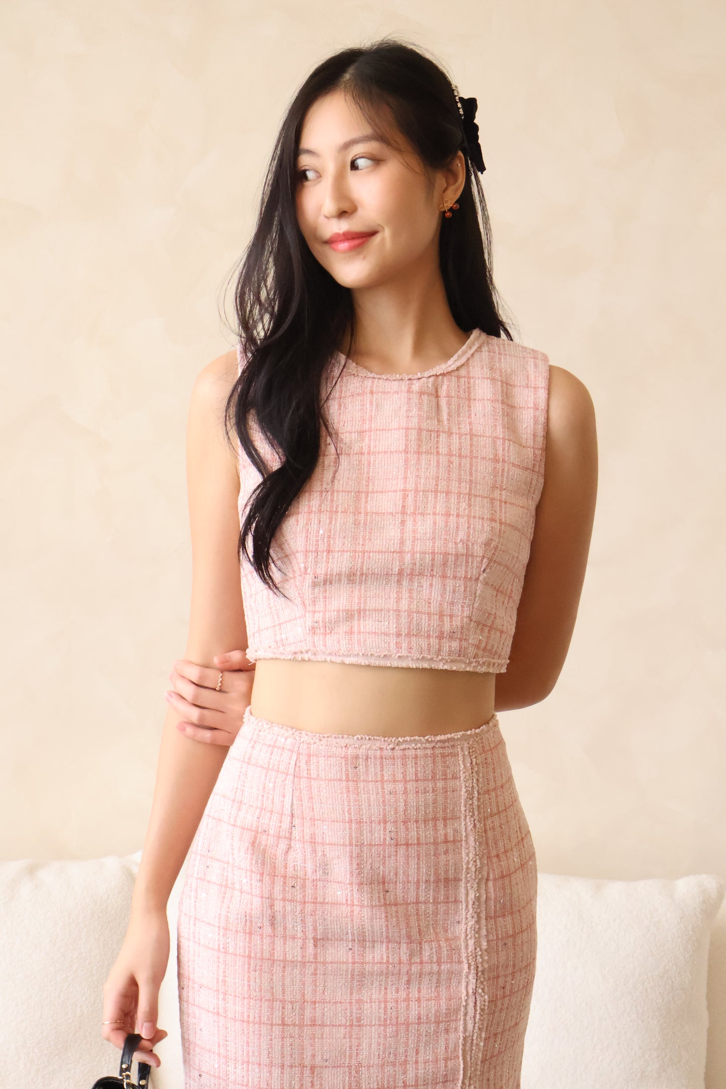 Valentine Tweed Co-Ords Set In Pink